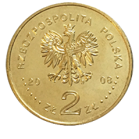 Монета 2 злотых 2008 года «400 лет польским поселениям в Северной Америке» аверс