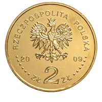 Монета 2 злотых 2009 года «100 лет горноспасательной волонтерской службе» аверс