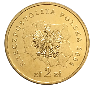 Монета 2 злотых 2004 года «Подкарпатское воеводство» аверс