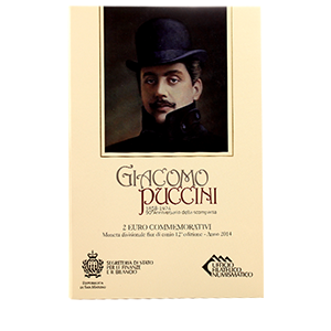 Монета 2 евро 2014 года «Сан-Марино. 90 лет со дня смерти Джакомо Пуччини» аверс