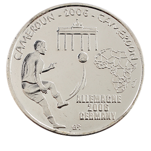 Монета 1500 франков 2006 года «Камерун. Чемпионат мира по футболу 2006, Германия» реверс